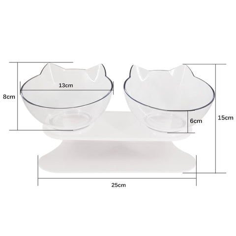 Non-slip Cat Bowls Double Pet Bowls With Raised Stand Pet Food Water