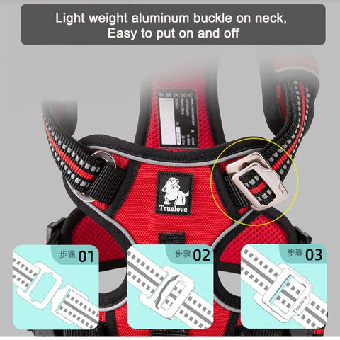 Truelove Front Nylon Dog Harness No Pull Vest Soft Adjustable Reflective Safety Harness for Dog Small Large Running Training