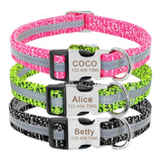 Dog Collar Personalized Reflective, Custom Engraved Name Tag Collar Anti-lost Nylon