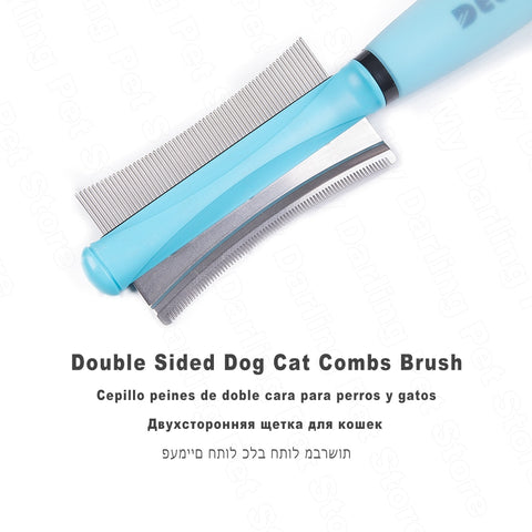 Pet Hair Comb, Hair Remover Double-sided Easy DE shedding Brush for Cat Grooming Tool