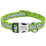 Dog Collar Personalized Reflective, Custom Engraved Name Tag Collar Anti-lost Nylon