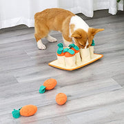 Dog Puzzle, Snuffle Mat, Squeaky Plush Dog Treat Toys with 8 Carrots