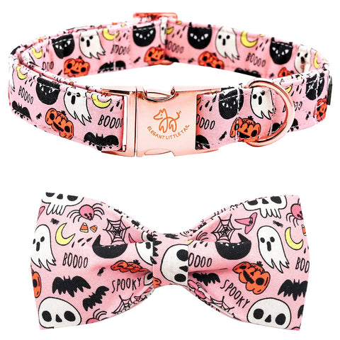 Elegant little tail Dog Collar with Bow Fall Dog Collar Halloween Pumpkin