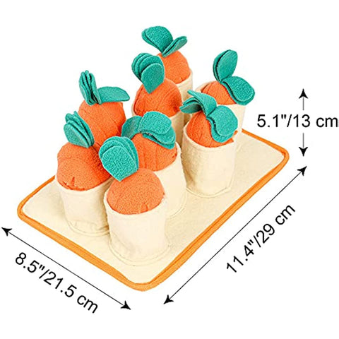 Dog Puzzle, Snuffle Mat, Squeaky Plush Dog Treat Toys with 8 Carrots