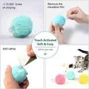 Sounding Smart Pet Toys Interactive Ball Plush Electric Catnip Training.