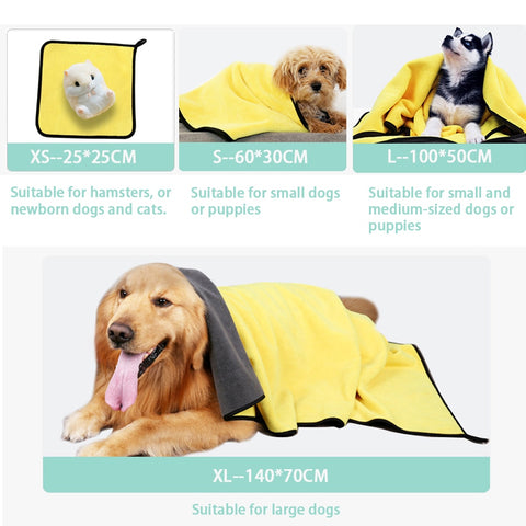 Quick-drying Dog and Cat Towels Soft Fiber Towels Absorbent Bath Towel