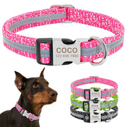 Dog Collar Personalized Reflective, Custom Engraved Name Tag Collar Anti-lost Nylon